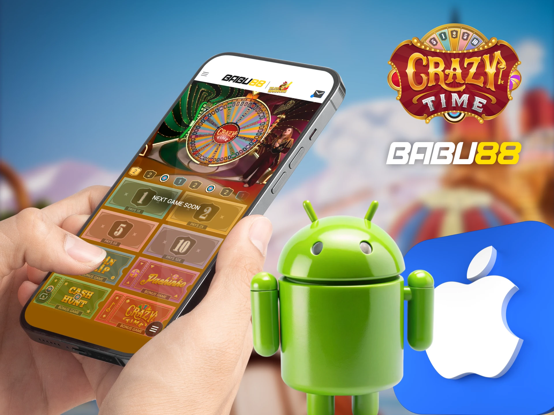 Crazy Time is available on the Babu88 mobile app.