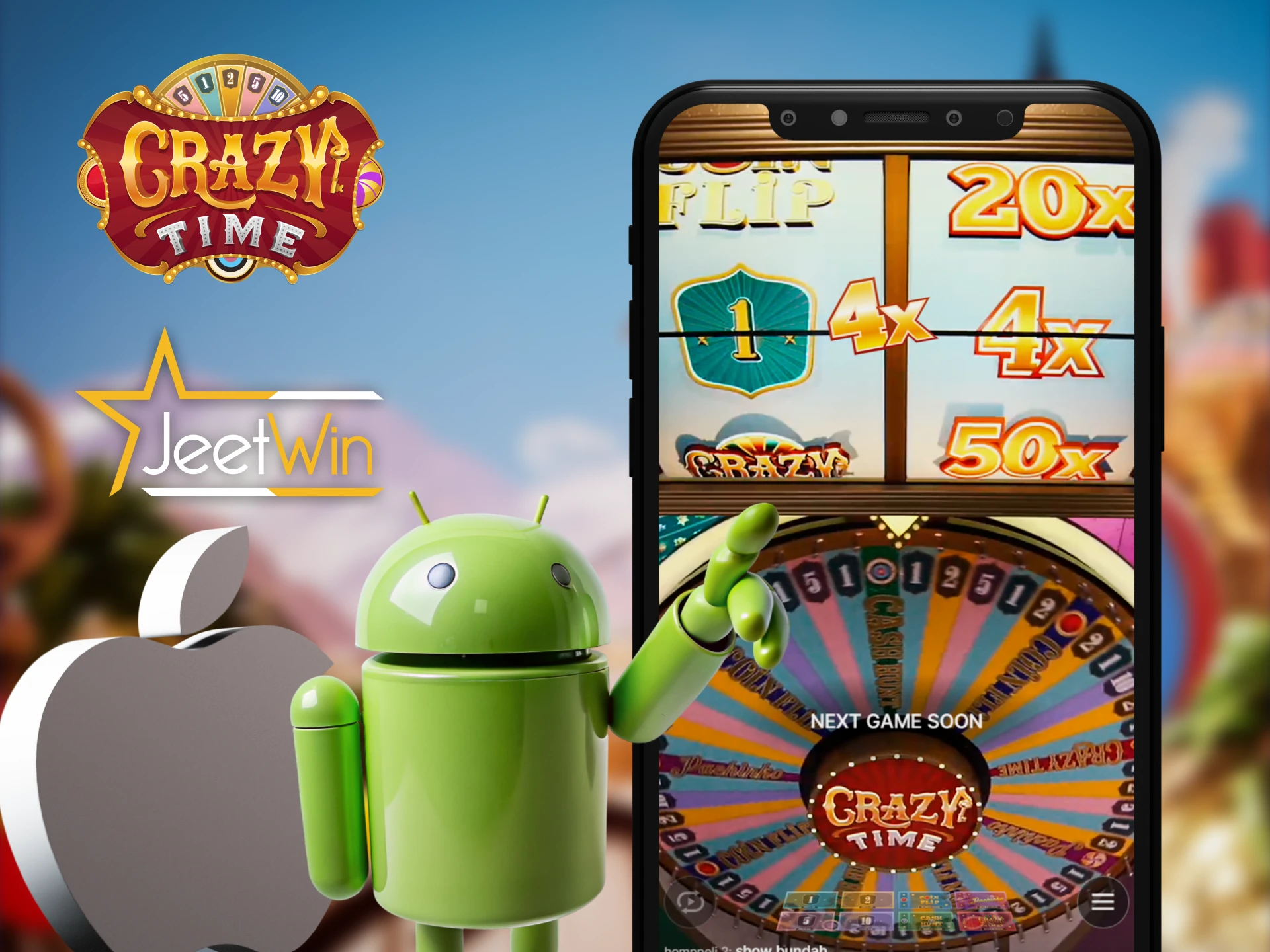 Play Crazy Time on Jeetwin Mobile App.