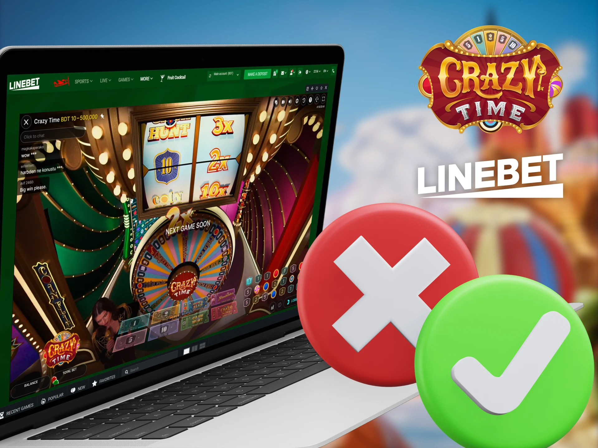 Advantages and disadvantages of playing Crazy Time on Linebet.