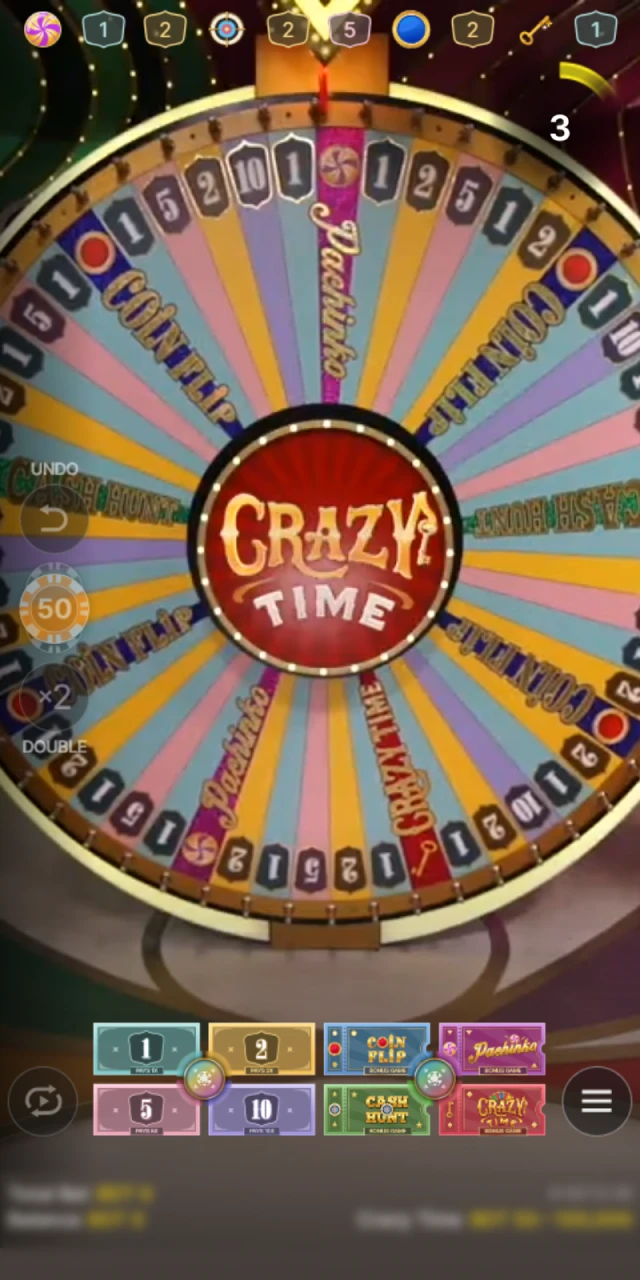 Place a bet in the Crazy Time game at Linebet Casino.