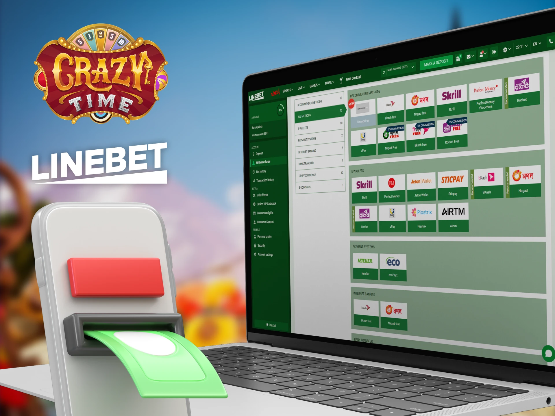 Quickly withdraw your Crazy Time winnings to Linebet.