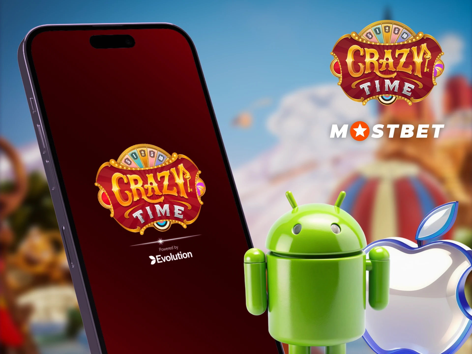 Crazy Time is available in the Mostbet mobile app for iOS and Android.